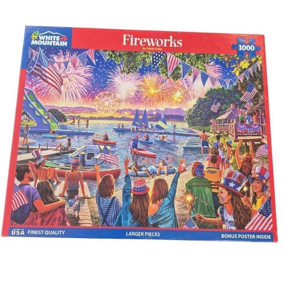White Mountain Fireworks by Steve Crisp 1000 pc Jigsaw Puzzle , Damaged Box - Picture 4 of 10